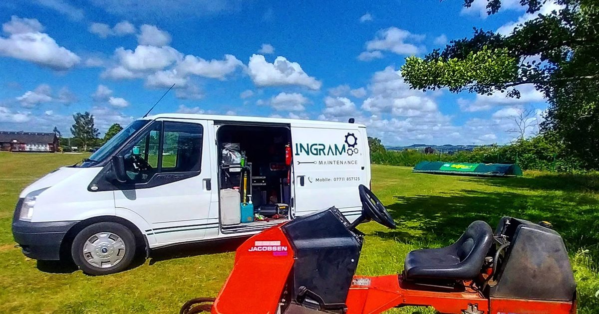 The Ingram Maintenance van on a golf course